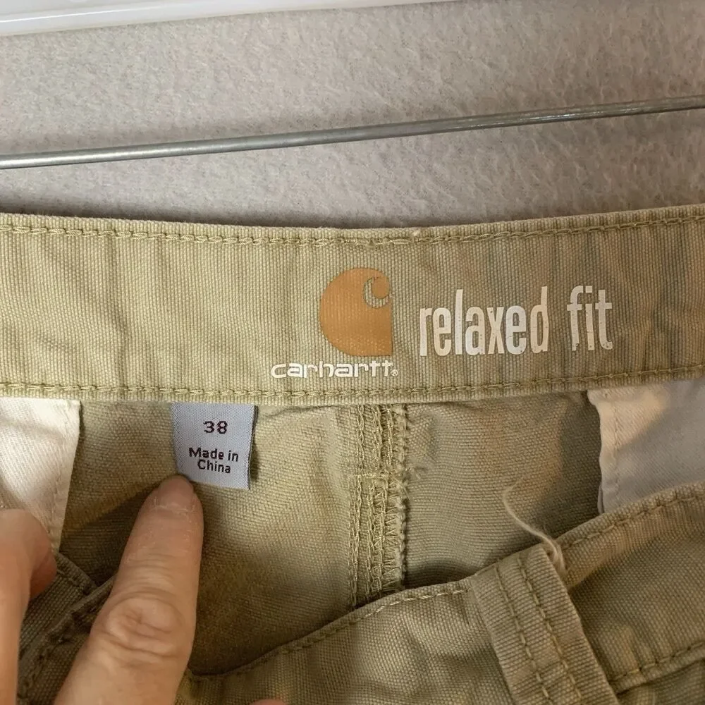 Carhartt Shorts Men 38 Beige Cargo Relaxed Fit Workwear Painter Dadcore Casual - Picture 3 of 7